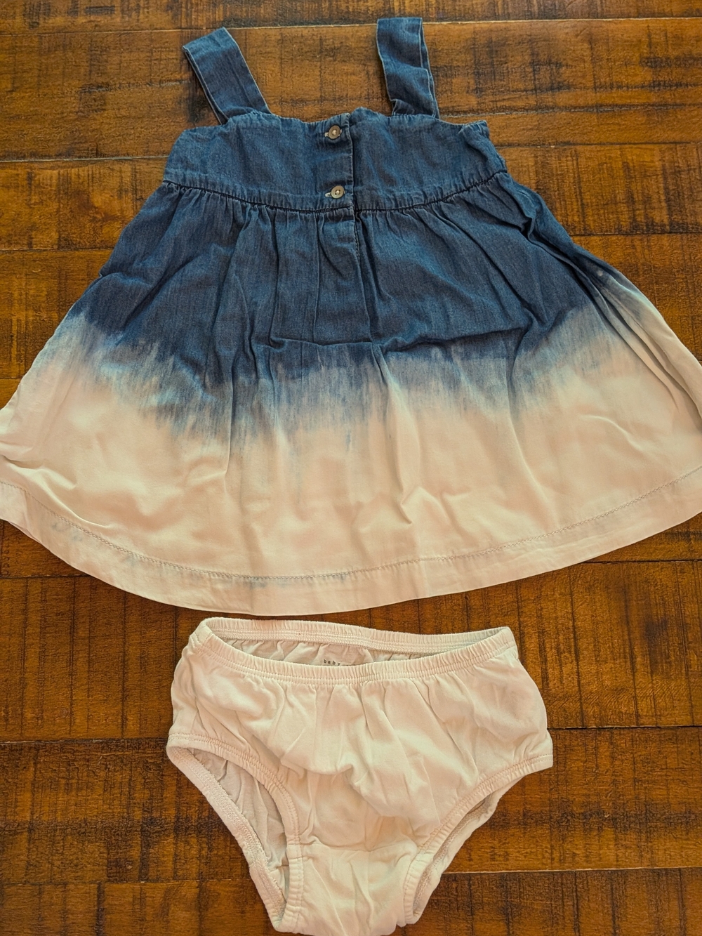 Baby Gap Denim Blue and White Dip-Dye Sundress with Matching Bloomers - 18-24m